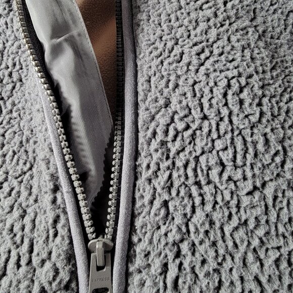 Express full zip hoodie deep pile sherpa front pockets safety stripe pink M/L - Picture 4 of 16